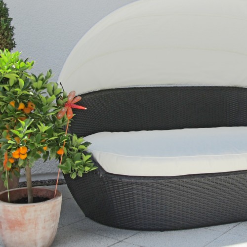 Sonneninsel, Polyrattan Garten Lounge, ChillOut Sofa mit Baldachin